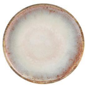 Cravings By Chrissy Teigen 15.9 Inch Round Enameled Mango Wood Platter in Blush