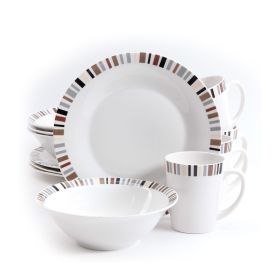 Gibson 12 Piece Lanvale Fine Ceramic Dinnerware Set For 4