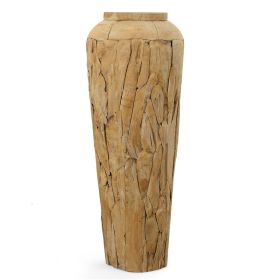 Farmhouse Teak Vase 48 inch Distressed White