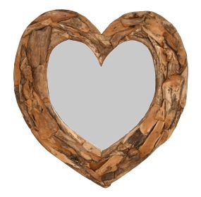 Mountain Studios Teak Heart Wall Mirror