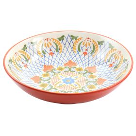 Laurie Gates California Designs Tierra 10.5 Inch Hand Painted Stoneware Pasta Bowl in Red