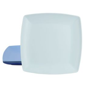 Gibson Home Grayson 4 Piece 10.5 Inch Square Melamine Dinner Plate Set in Assorted Blue