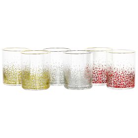 Laurie Gates California Designs Audrey Hill 6 Piece 13.5oz Double Old Fashion Glass Set in Assorted Colors