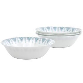 Ultra by Gibson Piper Point 4 Piece 7.5 Inch Round Tempered Opal Glass Bowl Set in Blue