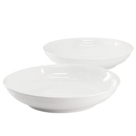 Gibson Home 2 Piece 11 Inch Round Fine Ceramic Serving Bowl Set in White