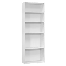 71" White Wood Adjustable Bookcase
