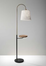 65" Brass Tray Table Floor Lamp With White Solid Color Empire Shade
