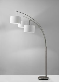 74" Steel Three Light Tree Floor Lamp With White Solid Color Drum Shade