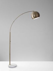 78" Brass Arc Floor Lamp With Brass Solid Color Bowl Shade
