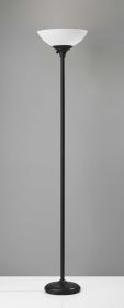Tailored Black Metal Torchiere With Bright Illumination