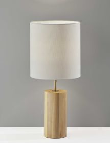 Natural Wood Circular Block Table Lamp