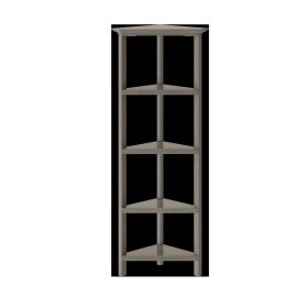 60" Washed Grey Solid Wood Corner Bookcase