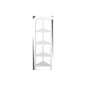 60" White Solid Wood Corner Bookcase