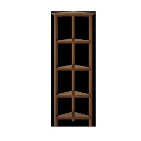 60" Walnut Solid Wood Four Tier Corner Bookcase