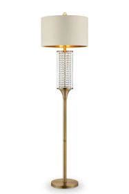 62" Gold Column Floor Lamp With Off-White Drum Shade