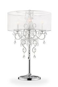 Glam Silver Faux Crystal Accent Table Lamp with See Thru Shade