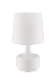 17" White Metal Bedside Table Lamp With Off-White Shade