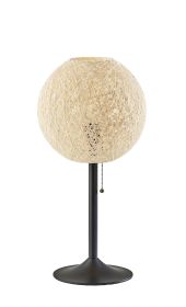 24" Antiqued Bronze Metal Candlestick Table Lamp With Off White Globe Shade