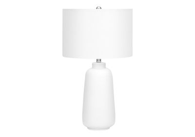 26" Cream Ceramic Cylinder Table Lamp With Cream Drum Shade