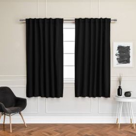 52 x 72 inch Solid Black Thermal Blackout Curtain Panels - Set of 2