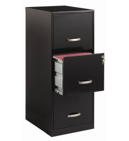 Black Metal 3-Drawer Vertical Key Locking File Cabinet