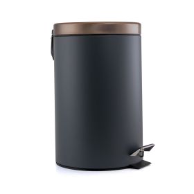 Elama 3 Gallon Stylish Grey and Copper Soft Pedal Office, Kitchen and Bathroom Trash Bin