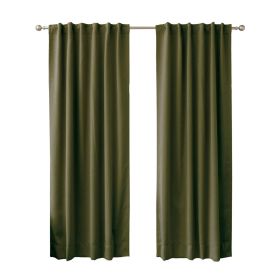 52 x 84 inch Solid Olive Green Thermal Blackout Curtain Panels - Set of 2