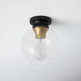 Mid-Century Modern Flush Mount Ceiling Light with Clear Globe Glass Shade