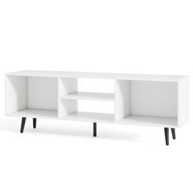47.5 Inches TV Stand for 55-Inch TV with Compartments and Metal Legs-White