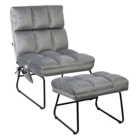Velvet Massage Recliners with Ottoman Remote Control and Side Pocket-Brown