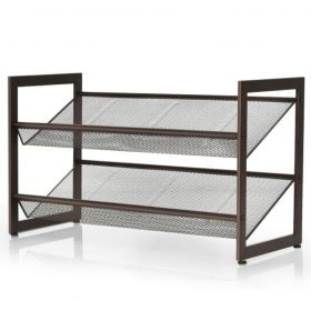 2/3/4 Tiers Flat and Slant Metal Shoe Rack for Entryway Hallway-4-Tier