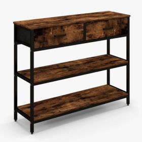 Console Table with Folding Fabric Drawers for Entryway-Gray