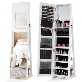 360Â° Swivel Jewelry Cabinet with Full Length Mirror-White