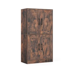 Bathroom Cabinet 43.5 inch Storage Cabinet with Doors and Adjustable Shelves-Rustic Brown
