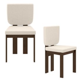 Wooden Dining Chair Set of 2 with Rubber Wood Leg for Home Office Living Room-Brown