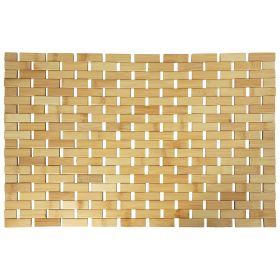 MegaChef Bamboo Wood 16.25 x 24.5 Inch Rectangle Bathroom Mat