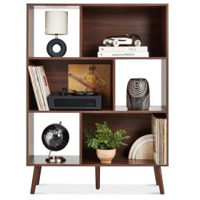 Mid-Century Walnut Bookcase with Open Shelves