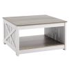 31.5" Farmhouse Coffee Table, Square Coffee Table with Open Storage Compartment, Wooden Rustic Cocktail Table for Living Room, Bedroom, Apartment