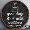 CIFbuy 1pc 8x8in Vintage 2D Flat Round Sign, "A Good Day Starts With" Decorative Plaque, English Quote Wall Art for Cafe Kitchen RestauTikTok