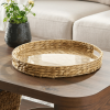 16-Inch Natural Water Hyacinth Decorative Tray with Clear Acrylic Insert, 1 Count