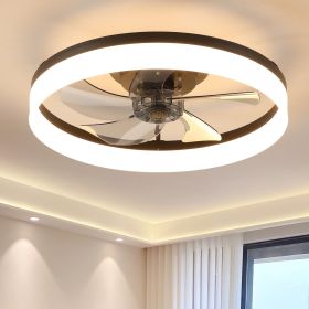 20'' Ceiling Fan with Light, Upgraded Low Profile Fan, Flush Mount Ceiling Fan, 6 Speeds, Dimmable LED, App & Remote Control, Quiet DC Motor