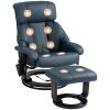 Massage Recliner Chair with Ottoman, 360° Swivel Recliner and Footstool, 10-Point Vibration, Blue