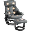 Massage Recliner Chair with Ottoman, 360° Swivel Recliner and Footstool, 10-Point Vibration, Gray