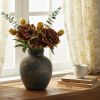 Ceramic Decorative Flower Vase | 6 Inch Pottery Rustic Farmhouse | Boho | Terracotta Vase for Home Decor, Table, Living Room, Bathroom, Shelf