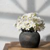 Ceramic Flower Vase with Wide Mouth Lace, 5.1 Inch Pottery Rustic Farmhouse Boho Vases, Small Terracotta Vase for Home Decor, Table, Living Room