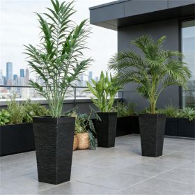 A set of 3 outdoor flower pots, conical flower pots, space saving, black