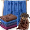 4 Pcs Dog Bath Towels Microfiber Drying Dog Towel Absorbent Pet Heart Paw Towels for Medium Dogs Puppy Cats Pets Shower