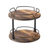 Lazy Susan Wood Rotating Spice Rack 12" 2-Tier for Kitchen