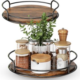 2 Pack 9'' 10'' Lazy Susan Turntable Organizer for Table Top Cabinet, Wooden Lazy Susan for Kitchen,