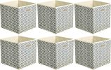 Collapsible Cube Storage Organizer Bins, 6-Pack, 10.5 x 10.5 x 11 inches, Chevron Grey
